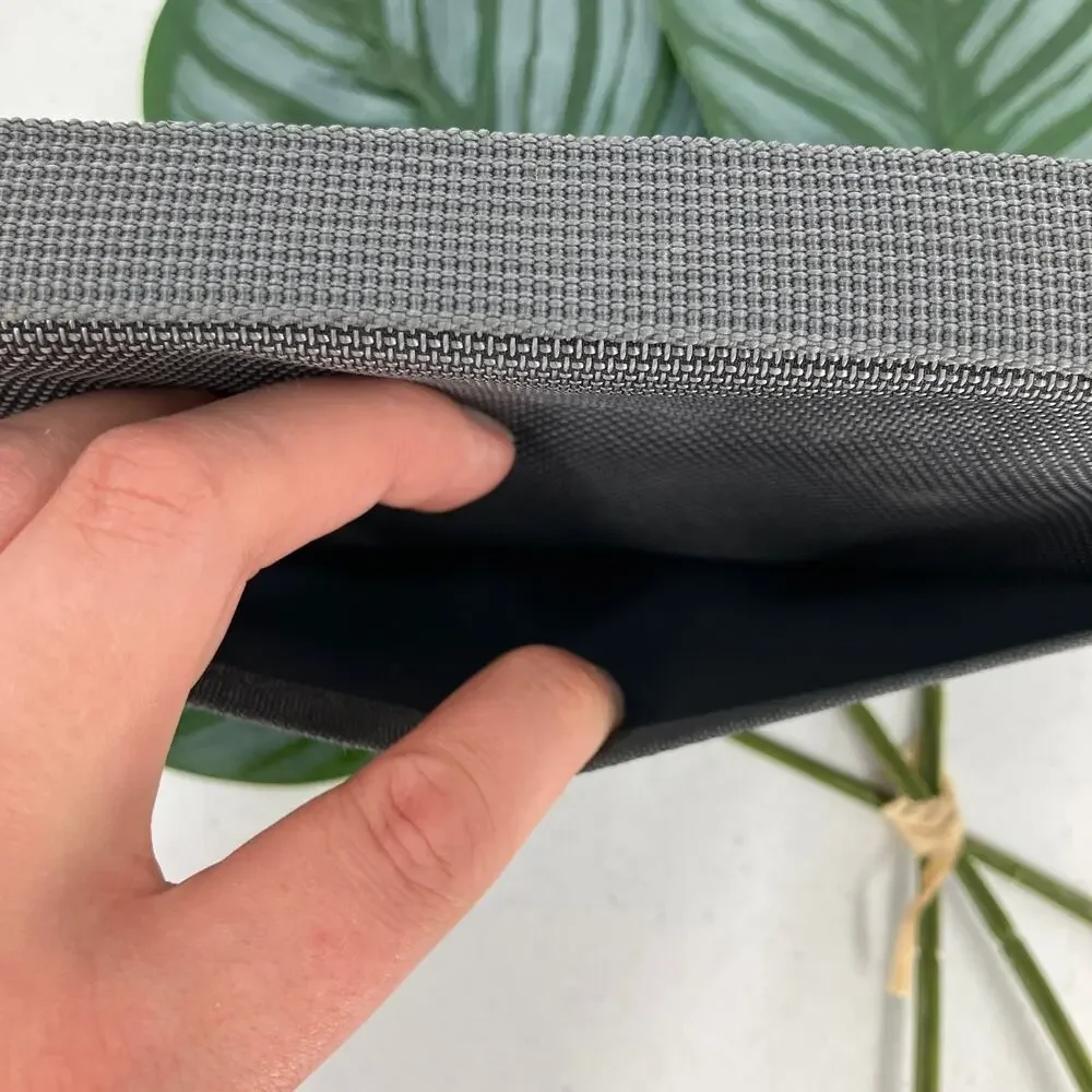 Rectangle Dark Gray Zip Around Side Handle Business Office Organizer Travel Bag